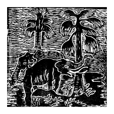 Elephant lino cut
