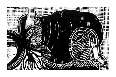 Still life lino cut